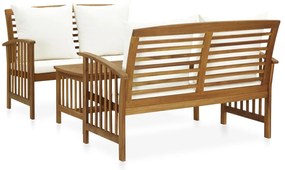 vidaXL Set mobilier grădină cu perne, 3 piese, lemn masiv de acacia