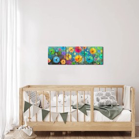 Tablou - Flori abstract (cu ceas) (90x30 cm)