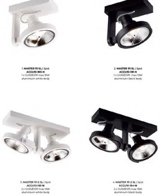 Corp aplicat cu 2 spoturi directionabile design modern MASTER 111 SL alb