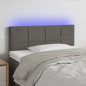 3121655 vidaXL Tăblie de pat cu LED, gri închis, 100x5x78/88 cm, catifea