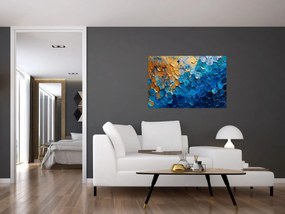 Tablou - Pictura albastru-auriu (90x60 cm)