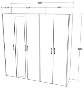 Dressing haaus V2, Stejar Alb/Antracit, L 200 cm