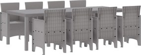 vidaXL Set de masă pentru grădină 9 pcs Alb Polipropilenă