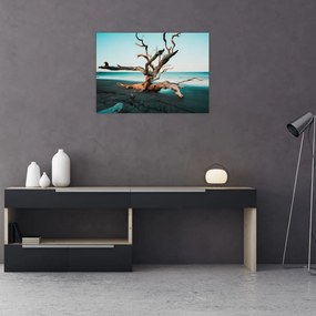 Tablou pe sticlă - Debarcare pe plaja (70x50 cm)
