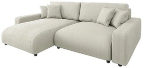 Colțar crem extensibil cu tapițerie din catifea reiată (cu colț variabil) Sara – Ropez