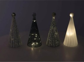Brad luminos din sticla TWINKLE cu iluminare LED 22 cm, nuante de gri