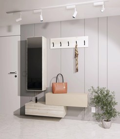 Cuier Diego, Stejar Alb/Crem Satin, 140 x 28 x 180 cm