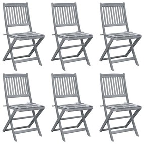vidaXL Scaune pliante de exterior cu perne 6 buc. lemn masiv de acacia