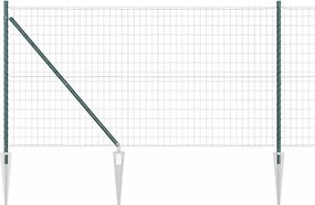 vidaXL Gard cu Stâlp Verde 1,2 x 25 m Oțel și PVC