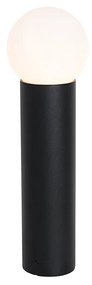 Lampa de exterior pe picioare neagra cu sticla opal 50 cm IP44 - Huma