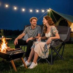 Outsunny Scaun de Camping Pliabil cu 2 Suporturi pentru Pahare și Buzunare Laterale, 99x71x103 cm, Gri | Aosom Romania