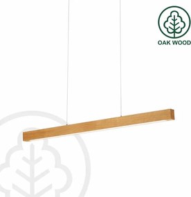 Pendul LED VERDE suspendat pe cablu, 18 W / 230 V, 3000 K, 76 cm, finisaj stejar