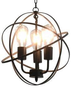 vidaXL Lampă suspendată, negru, sferă, 3 becuri x E27