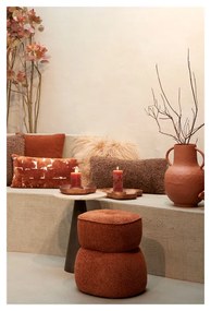 Taburet portocaliu cu tapițerie din stofă bouclé Leyla – Light &amp; Living