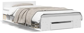3280783 vidaXL Cadru de pat cu sertar, alb, 90x190 cm, lemn prelucrat
