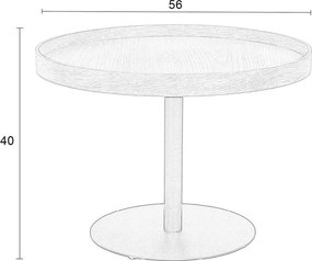 Măsuță de cafea neagră rotundă cu blat cu aspect de lemn de stejar ø 56 cm Yuri M – White Label