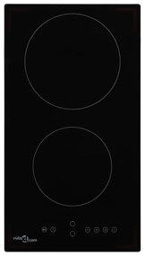 vidaXL Plită ceramică cu 2 arzătoare, control tactil, 3000 W