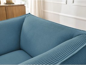 Fotoliu albastru cu tapițerie din catifea reiată Giorgia – Bobochic Paris