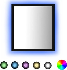 vidaXL Oglindă de baie cu LED, negru, 40x8,5x37 cm, acril