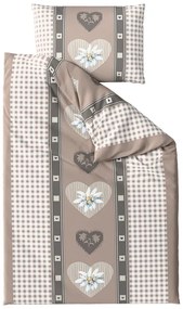 Lenjerie din bumbac COUNTRY HEART bejă Dimensiune lenjerie de pat: 70 x 90 cm | 140 x 200 cm