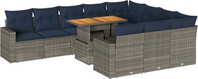 vidaXL Set canapele de grădină cu perne, 11 piese, gri, poliratan