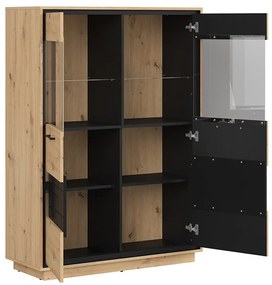 Vitrină Pont REG2W (Stejar artisan + Negru mat). 1063042