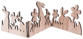 Decorațiune de Paște din lemn Iepurași, 66 x 14,5x 0,5 cm