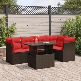 vidaXL Set canapele de grădină cu perne, 6 piese, maro, poliratan