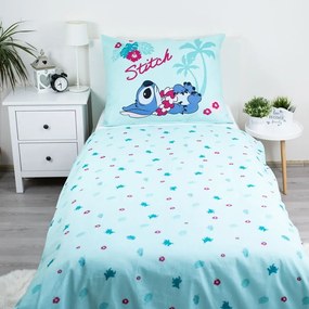 Lenjerie de pat pentru copii albastră din bumbac pentru pat de o persoană 140x200 cm Lilo a Stitch "Hawaii" – Jerry Fabrics
