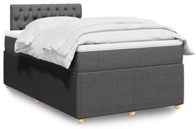 vidaXL Pat box spring cu saltea, gri închis, 120x200 cm, textil