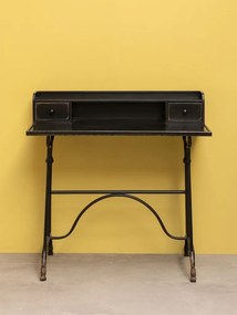 Birou cu sertare din metal, negru, 98 x 100 x 50 cm, „Henri”