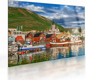 Tablou pe sticlă - Húsavík (70x50 cm)
