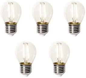 Set de 5 becuri LED E27 reglabile P45 sticlă transparentă 3W 250 lm 2200K