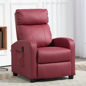HOMCOM Fotoliu de Masaj cu 8 Moduri, 5 Intensități,  Suport pentru Picioare și Telecomandă, 68x88x98 cm, Roșu | Aosom Romania