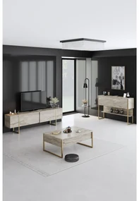 Set mobilier living Luna 1 (travertin + auriu). 1102332