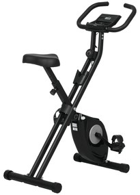 HOMCOM Bicicletă Statică Pliabilă cu 8 Nivele de Rezistență Magnetică Ecran LCD și Șea Reglabilă 43x85x109cm Negru | Aosom Romania