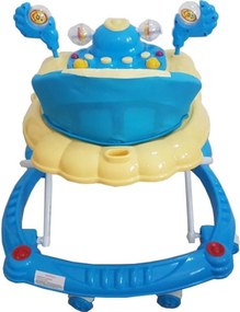 Premergator Reglabil in 3 Trepte NOVOKIDS™ Happy Duck , Ratusca, Pliabil, 8 Roti, Cu Melodii, Albastru