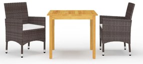 vidaXL Set mobilier de grădină cu perne, 3 piese, maro
