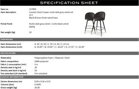 Set de 2 scaune de bar pivotante, design LUX, Counter Stool Cooper gri inchis