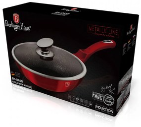 Wok cu capac Burgundy Metallic Line BerlingerHaus BH 1265