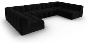 Colțar negru cu tapițerie din catifea (în formă de "U") Kendal – Micadoni Home