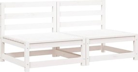 vidaXL Canapele de mijloc pentru grădină, 2 buc., alb, lemn masiv pin