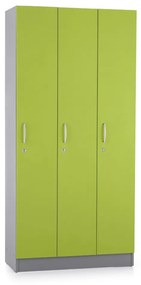Dulap din lemn Visio LUX - 3 compartimente, 90 x 42 x 190 cm, verde