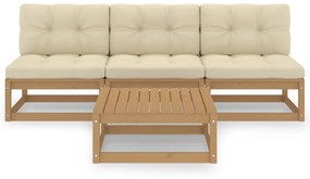 3076357 vidaXL Set mobilier de grădină cu perne, 4 piese, lemn masiv pin