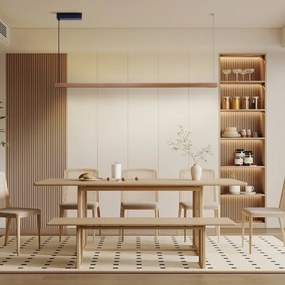 Immax NEO 07305L - Lustră LED dimabilă pe cablu MADEIRA, 44W/230V, Wi-Fi Tuya, 202 cm, stejar