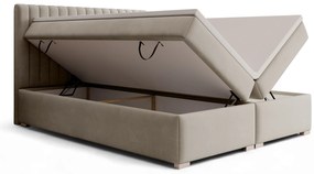 Pat continental Solani 160x200 cu spațiu de depozitare - catifea bej Castel 15