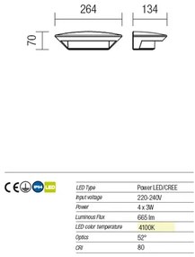 Aplică LED de exterior Redo 9407 PLATE 4xLED/3W/230V 4100K IP54 antracit