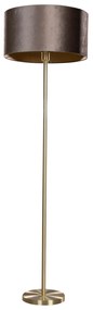 Lampă de podea din alamă cu abajur din velur maro 50cm - Simplo