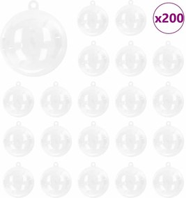 vidaXL Set de Globuri de Crăciun 200 pcs Transparent Ø 5 cm