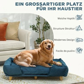 PawHut Canapea pentru Câini până la 30 kg cu Pernă Detașabilă, 96x66x24 cm, Albastru | Aosom Romania